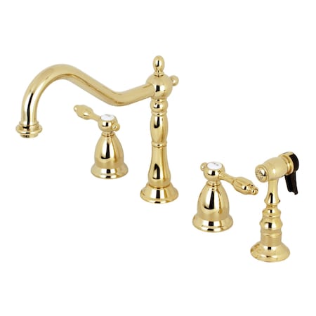 Kingston Brass KS1792TALBS Widespread Kitchen Faucet, Polished Brass KS1792TALBS